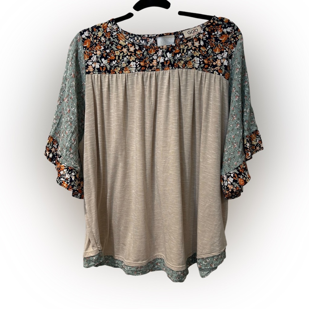 Gigio Plus Patchwork Blouse With Wide Floral Slee… - image 2